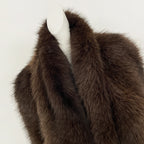 OFTBUY Luxury Long-Line Faux Fur Gilet - Premium Vegan Fox Fur Sleeveless Overcoat with Oversized Shawl Collar