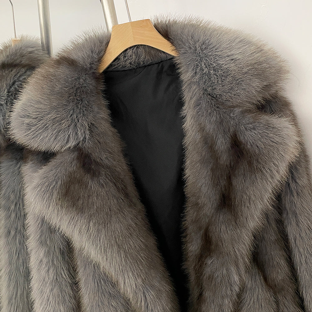 OFTBUY Chic Oversized Lapel Faux Fur Jacket - Premium Vegan Fur Winter Coat with Soft Texture
