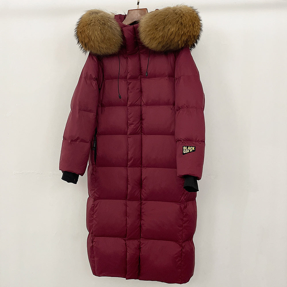 OFTBUY Winter Clothes Women Black Gold Goose Down Coat Big Real Raccoon Fur Collar Overcoat Real Fox Fur Puffer Jacket Female