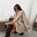 OFTBUY Winter Clothes Female Ins Hot Fashion Girls Oversized Gradient Fur Coat Women Thick Warm Outerwear Fluffy Faux Fox Fur Jacket