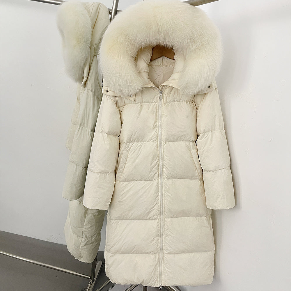 OFTBUY Duck Down Warm Windproof Puffer Coat New Women's Long Hooded Down Jacket Real Fur Collar Winter Thickened Parka Outerwear
