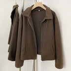 OFTBUY New Women's Brown Knit Zip Up Jacket Lapel Collar Casual Sweater Coat Female Loose Warm Autumn Winter Cardigan Outerwear