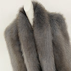 OFTBUY Luxury Long-Line Faux Fur Gilet - Premium Vegan Fox Fur Sleeveless Overcoat with Oversized Shawl Collar