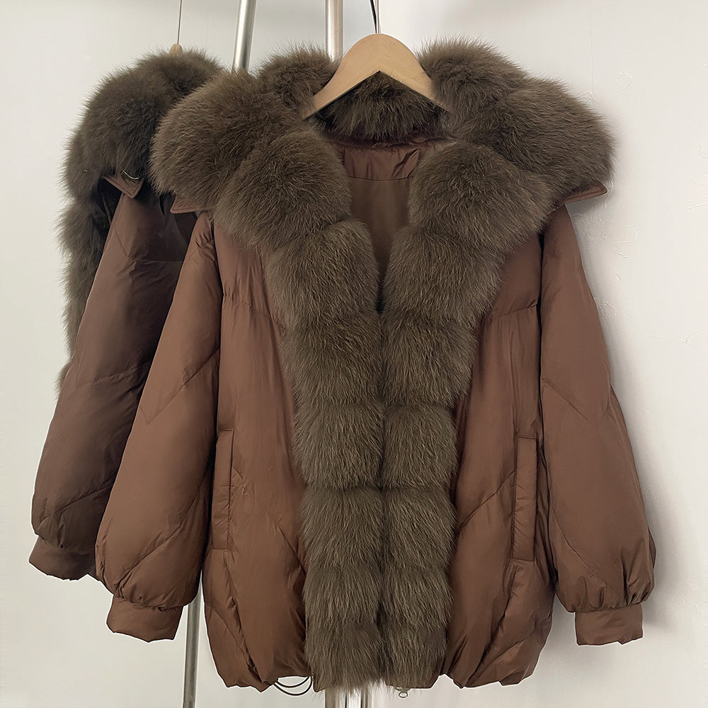 OFTBUY New Autumn Winter Thickened Warm Clothes Women Loose Big Real Fox Fur Goose Down Coat Female Natural Fur Puffer Jacket