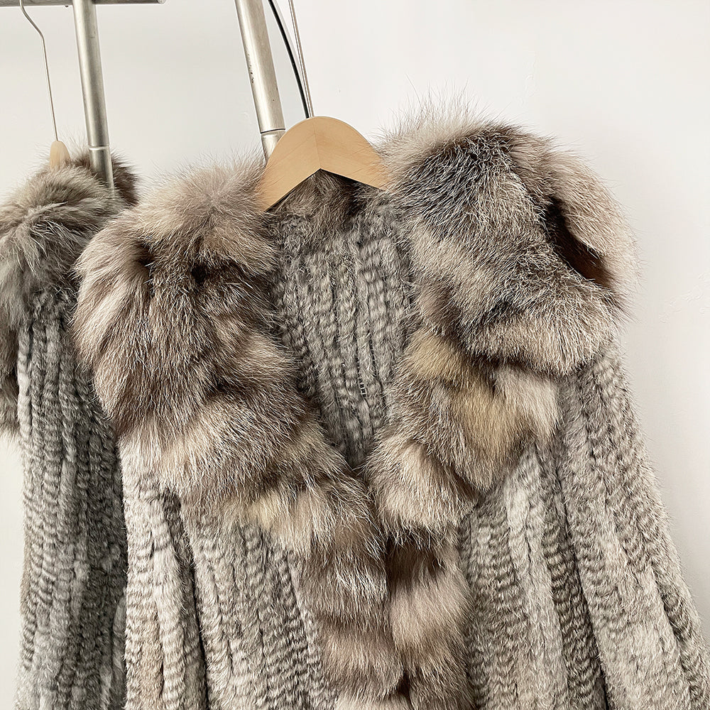 OFTBUY Natural Rabbit Fur Coat Autumn Winter Clothes Women Fashion Luxury Real Fox Fur Jacket Thick Warm Long Sleeve Overcoat