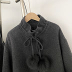 OFTBUY Loose Real Fox Fur 100% Wool Coat with Hat New Autumn Winter Top Clothes Women Natural Fur Cashmere Woolen Jacket Female