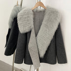 OFTBUY New Autumn Winter Double-sided Wool Jacket Elegant Real Fox Fur Collar 100% Wool Coat Female Woolen Blends Clothes Women