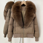 OFTBUY Zipper Luxury Warm Winter New Women's Puffer Jacket with Real Fox Fur Collar Fashion Outerwear Duck Down Coat Female