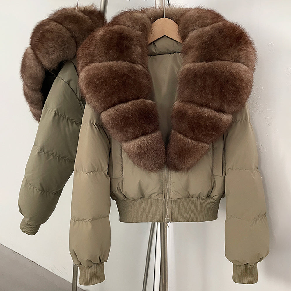 OFTBUY Knit Cuff Short Real Fox Fur Collar Duck Down Coat Female New Autumn Winter Clothes Women Genuine Fur Puffer Jacket