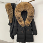 OFTBUY New Winter Genuine Fox Fur Hooded Puffer Coat Women Women's White Duck Down Jacket Outerwear Female Fashion Parkas