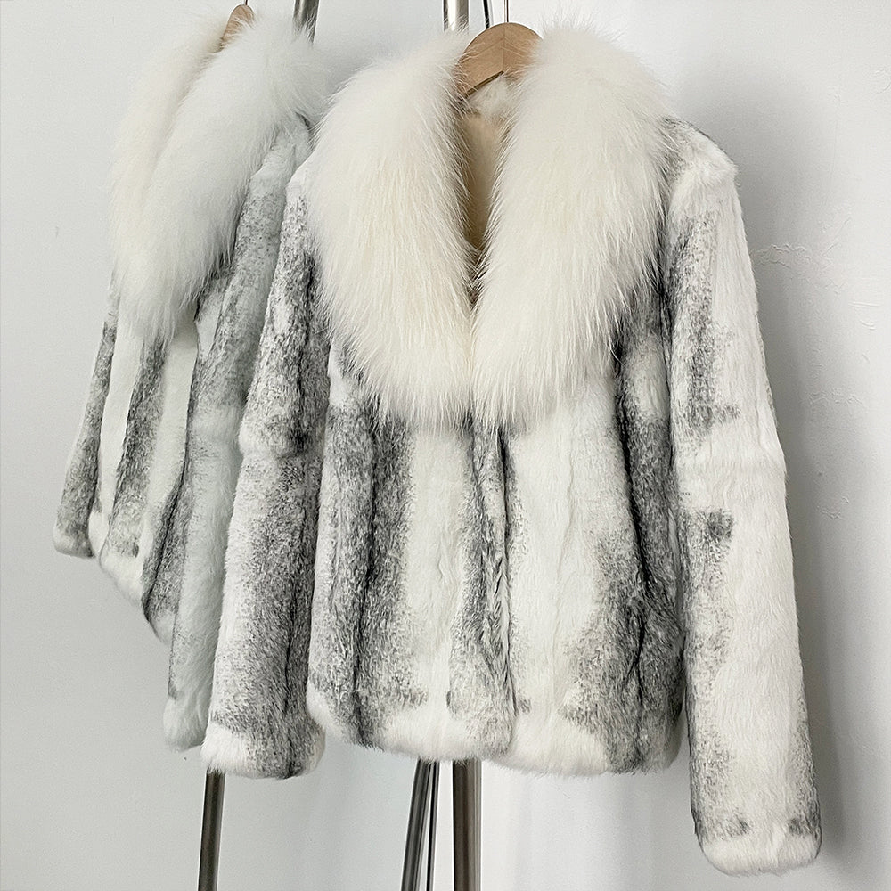 OFTBUY Thick Warm Real Rabbit Fur Jacket New Winter Top Clothes Women Long Sleeve Fox Fur Coat Luxury Style Streetwear Lady