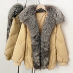 OFTBUY New Autumn Winter Thickened Warm Clothes Women Loose Big Real Fox Fur Goose Down Coat Female Natural Fur Puffer Jacket