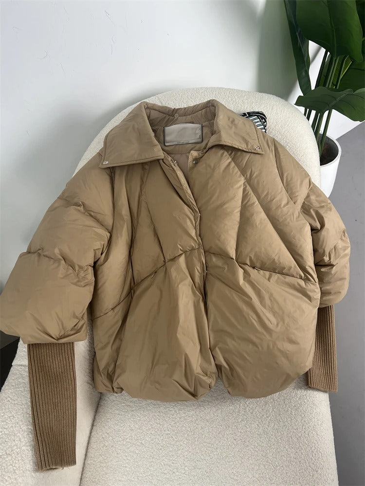 OFTUBY White Duck Down Jacket Winter Women Warm Loose Coat Natural Real Fox Fur Collar Thick Luxury Outerwear New Fashion