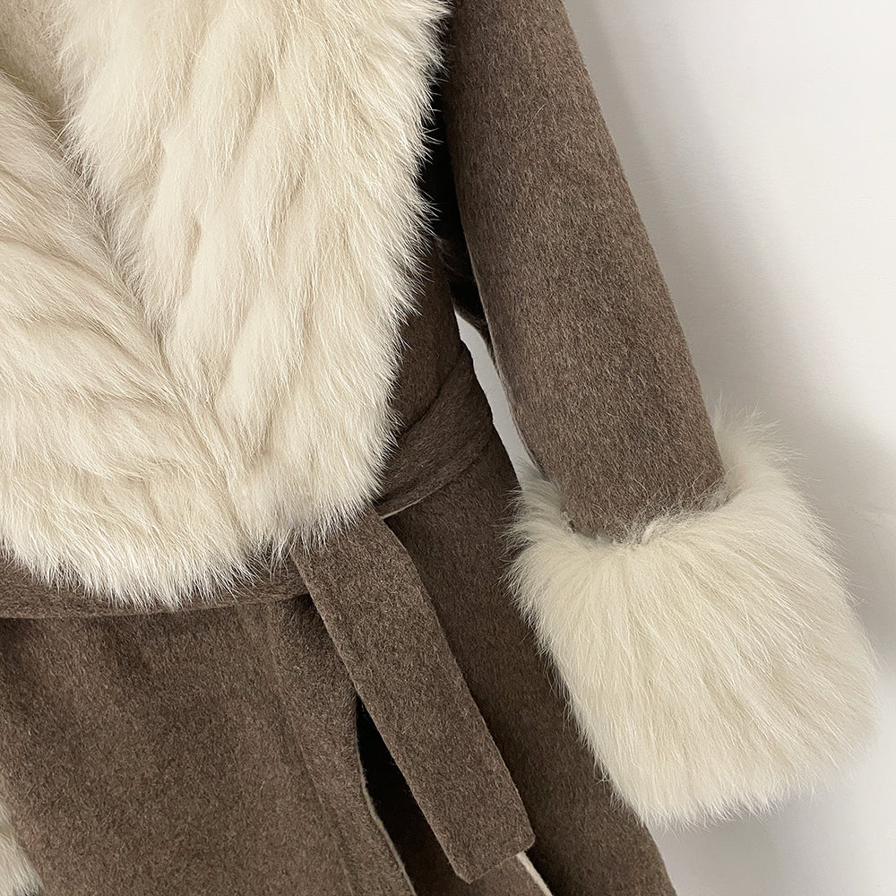 OFTBUY Long Wool Coat Female New Autumn Winter Real Fox Fur Top Clothes Women Thick Warm Natural Fur Double-sided Woolen Jacket