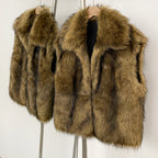 OFTBUY Factory Faux Fur Waistcoat Female New Winter Sleeveless Fake Fur Clothes Women Warm Thick Artificial Raccoon Fur Vest Coat