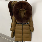 OFTBUY New Natural Thick Warm Duck Down Coat Female Long Winter Jacket Women Real Big Fox Fur Collar Belt Loose Puffer Parka