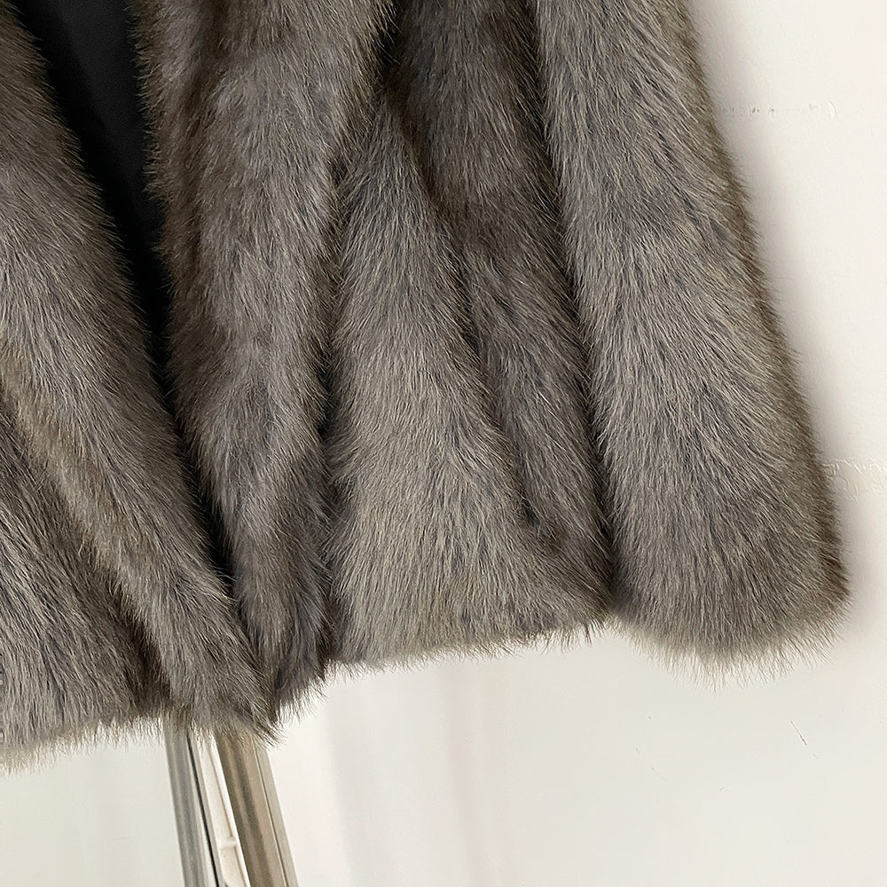 OFTBUY Chic Oversized Lapel Faux Fur Jacket - Premium Vegan Fur Winter Coat with Soft Texture