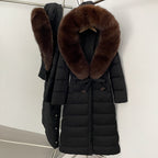 OFTBUY Hooded Winter White Duck Down Coat Large Real Fox Fur Collar X-Long Puffer Jacket Women Thick Female Parkas With Belt
