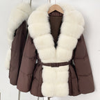 OFTBUY Big Natural Fox Fur Collar Puffer Jacket Female New Autumn Winter Thick Warm Clothes Women Fluffy Real Fur Duck Down Coat
