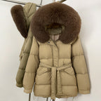 OFTBUY Hooded Real Fox Fur Down Coat Female New Autumn Winter Top Clothes Women Thickened Warm Natural Fur Fluffy Puffer Jacket