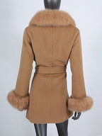 OFTBUY Double-sided Wool Coat Female New Autumn Winter Real Fox Fur Clothes Women Detachable Fur Cuffs Woolen Cashmere Jacket