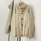 OFTBUY New Fashion Spring Autumn Loose Sweater Female Real Fox Fur Cardigan Clothing Women Button Oversized Knitted Jacket Lady