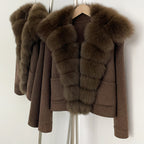 OFTBUY Pockets Luxury Warm Winter Fashion Outerwear female New Women's Cropped Double-Faced Wool Coat with Real Fox Fur Collar
