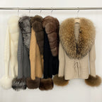 OFTBUY New Autumn Winter Knit Cardigan Women Fashion Warm Clothes with Real Fox Fur Luxury Natural Fur Sweater Jacket Female