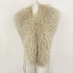 OFTBUY Women's Faux Mongolian Fur Vest Open Front Fluffy Faux Fur Waistcoat with Back Tie New Autumn Winter Outerwear Female