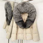 OFTBUY Big Real Fox Fur Collar Duck Down Coat Female New Winter Hooded Warm Down Clothes Women Natural Raccoon Fur Puffer Jacket