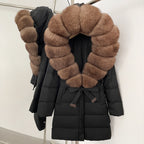 OFTBUY New Winter Genuine Fox Fur Hooded Puffer Coat Women Women's White Duck Down Jacket Outerwear Female Fashion Parkas