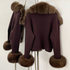 OFTBUY New Autumn Winter Knit Clothing Female Women's Short Cardigan with Big Real Fox Fur Collar Natural Fur Warm Sweater Lady
