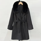 OFTBUY Fashion Female Luxury Cashmere Wool Jacket Autumn Winter Warm Natural Fox Fur Collar Women's Woolen Blends Coat