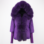 OFTBUY Hooded Natural Thick Winter Jacket Women Outerwear Real Fox Fur Coat Woman Warm Loose Oversize Duck Down Coat Streetwear