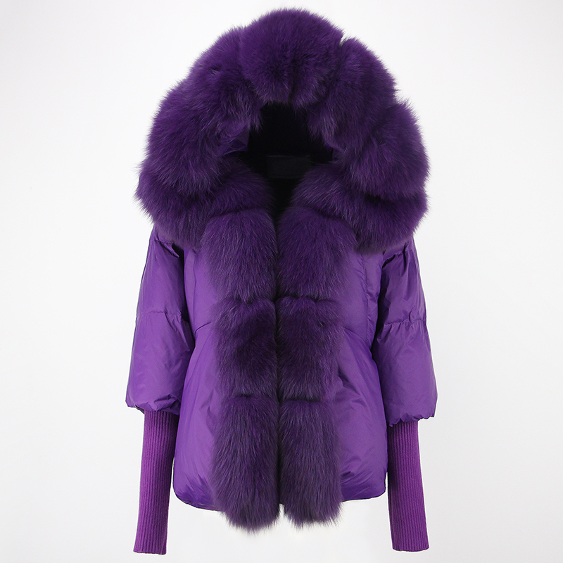 OFTBUY Hooded Natural Thick Winter Jacket Women Outerwear Real Fox Fur Coat Woman Warm Loose Oversize Duck Down Coat Streetwear