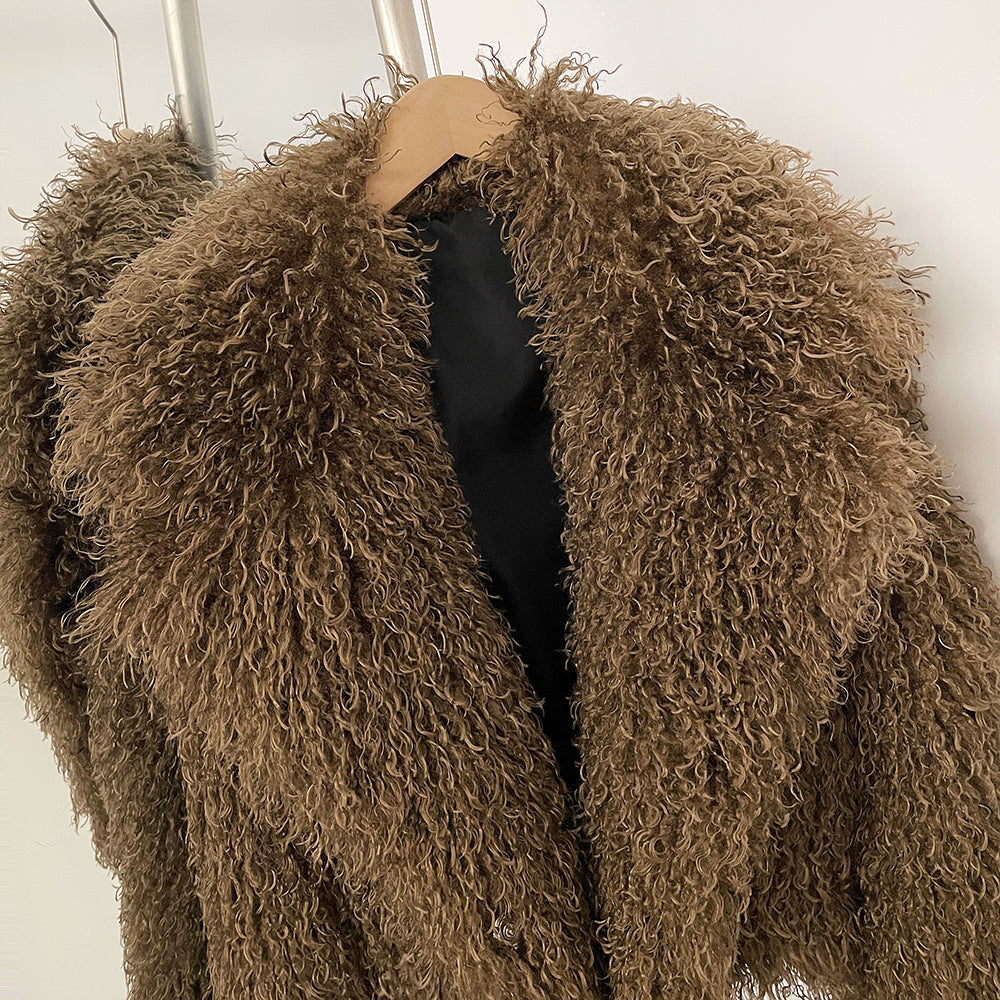 OFTBUY Warm Thicken Luxury Outerwear New Winter Clothes Female Women's Cozy Faux Mongolian Fur Short Coat Teddy Faux Fur Jacket