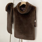 OFTBUY New Women's Faux Fur Sleeveless Gilet with Turtleneck Collar Soft Warm Beige Outerwear Winter Clothes Women Fashion Coats