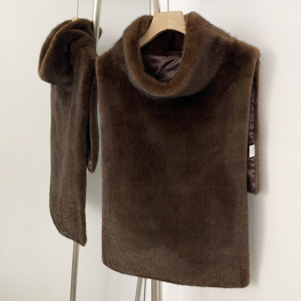OFTBUY New Women's Faux Fur Sleeveless Gilet with Turtleneck Collar Soft Warm Beige Outerwear Winter Clothes Women Fashion Coats