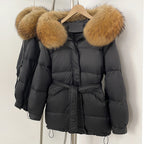 OFTBUY Hooded Real Fox Fur Down Coat Female New Autumn Winter Top Clothes Women Thickened Warm Natural Fur Fluffy Puffer Jacket