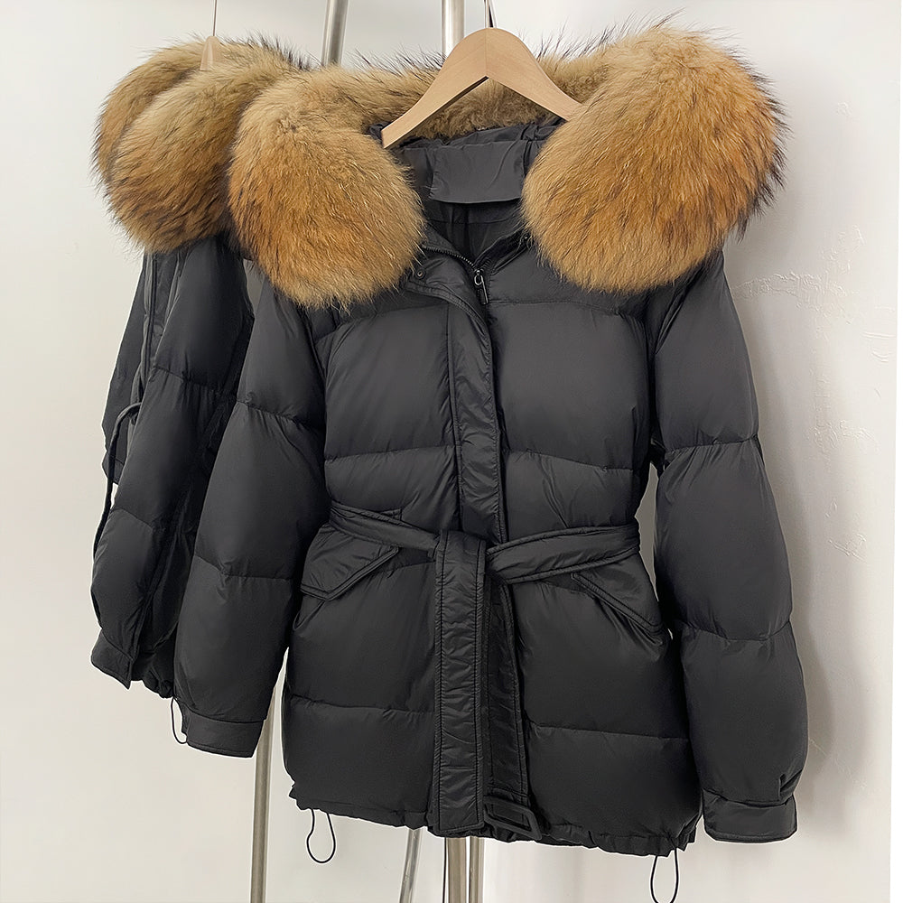 OFTBUY Hooded Real Fox Fur Down Coat Female New Autumn Winter Top Clothes Women Thickened Warm Natural Fur Fluffy Puffer Jacket