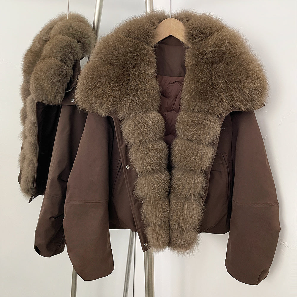 OFTBUY Women's Dcuk Down Coat with Big Real Fox Fur Collar New Winter Warm Thickened Clothing Female Natural Fur Puffer Jacket