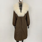 OFTBUY New Zipper Autumn Winter Clothes Women Natural Fox Fur Collar Goose Down Coat Long Warm Thickened Real Fur Puffer Jacket
