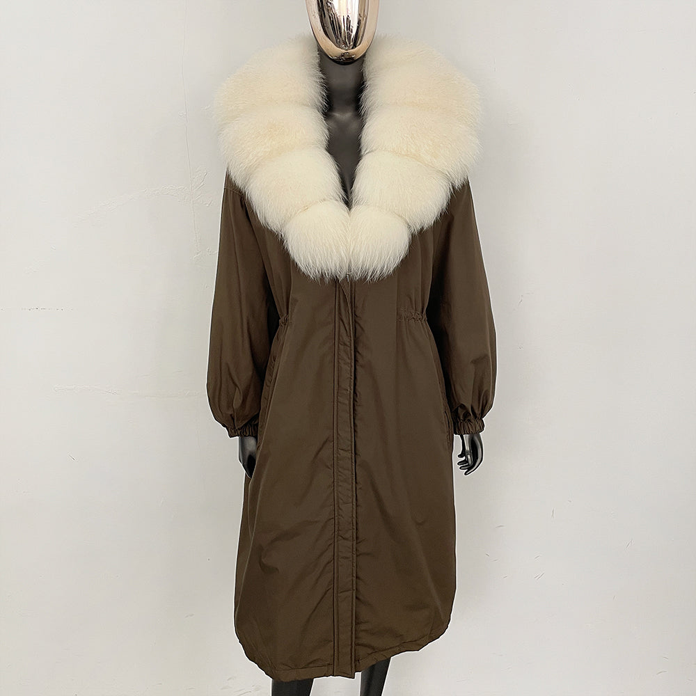 OFTBUY New Zipper Autumn Winter Clothes Women Natural Fox Fur Collar Goose Down Coat Long Warm Thickened Real Fur Puffer Jacket