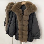 OFTBUY New Autumn Winter Thickened Warm Clothes Women Loose Big Real Fox Fur Goose Down Coat Female Natural Fur Puffer Jacket