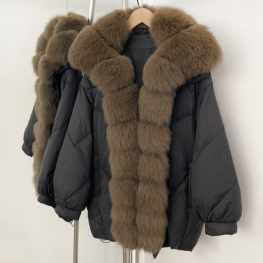 OFTBUY New Autumn Winter Thickened Warm Clothes Women Loose Big Real Fox Fur Goose Down Coat Female Natural Fur Puffer Jacket