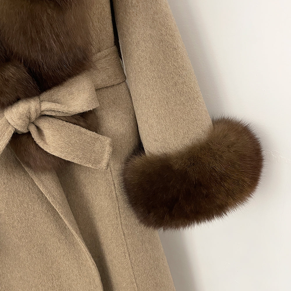 OFTBUY New Autumn Winter Warm Woolen Clothes Women Long Sleeves Cashmere Woolen Jacket Luxury Real Fox Fur 100% Wool Coat Female