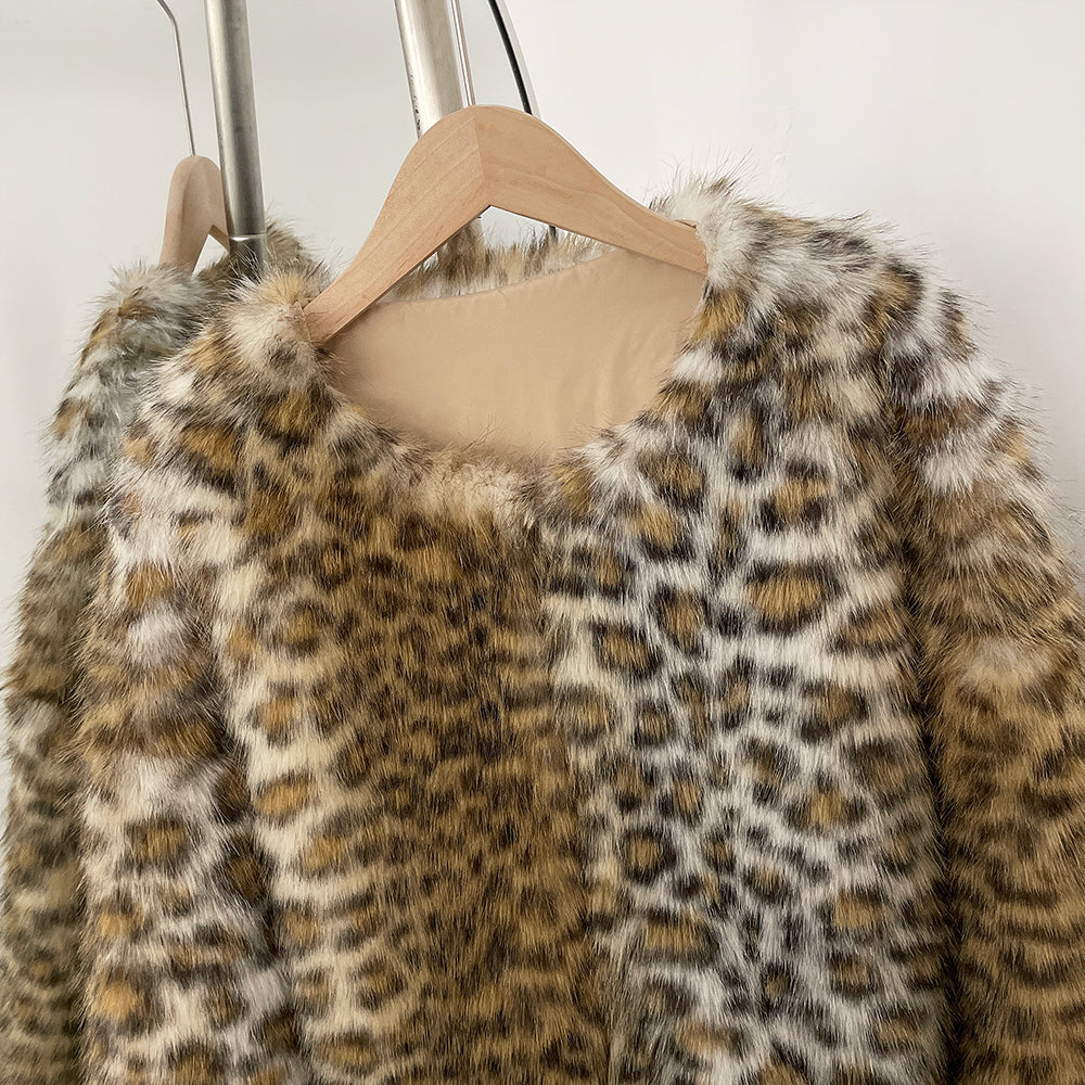 OFTBUY New Autumn Winter Clothing Women Short Thick Warm Artificial Fake Fur Coat Female Luxury Leopard O-neck Faux Fur Jacket