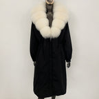 OFTBUY New Zipper Autumn Winter Clothes Women Natural Fox Fur Collar Goose Down Coat Long Warm Thickened Real Fur Puffer Jacket