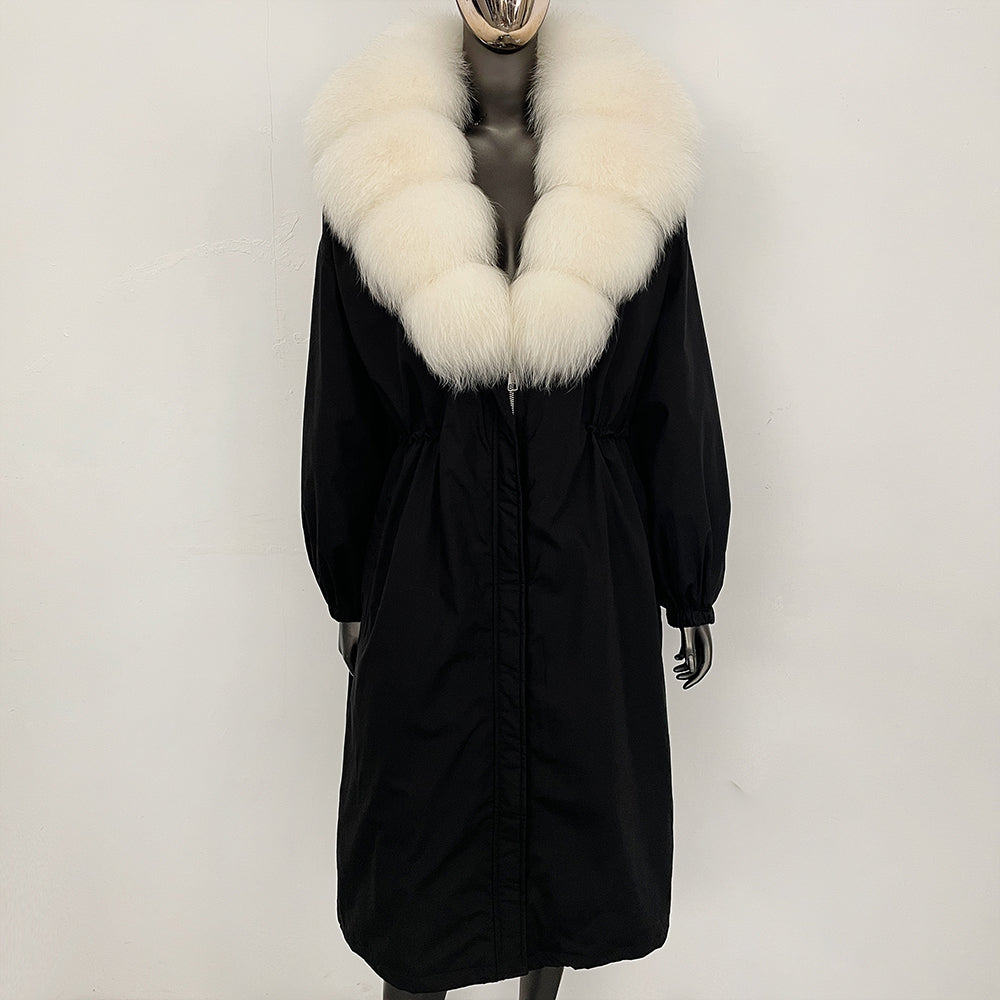 OFTBUY New Zipper Autumn Winter Clothes Women Natural Fox Fur Collar Goose Down Coat Long Warm Thickened Real Fur Puffer Jacket