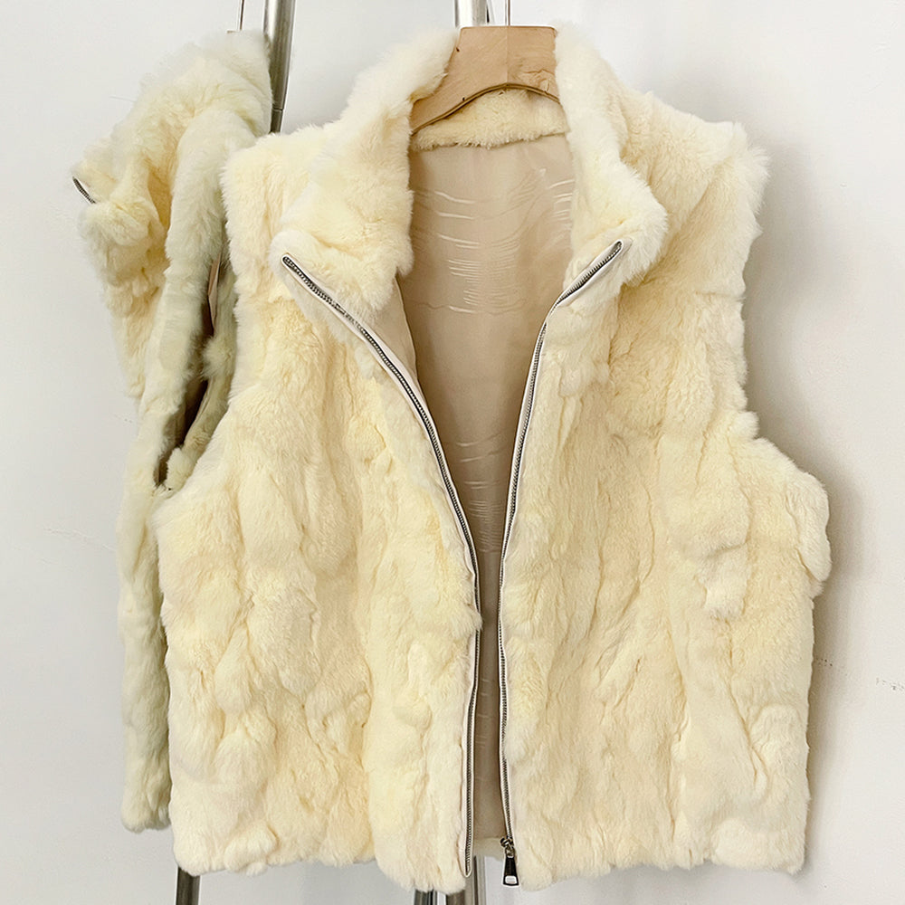 OFTBUY Women's Real Rex Rabbit Fur Hooded Coat Short Zipper Natural Fur Jacket Female New Autumn Winter Fashion Luxury Outerwear